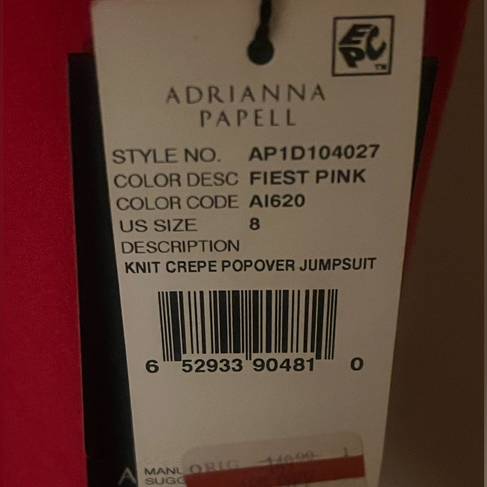 Adrianna Papell Knit Crepe Sleeveless Slim Leg Jumpsuit Fiesta Pink Women’s 8 - Picture 5 of 8